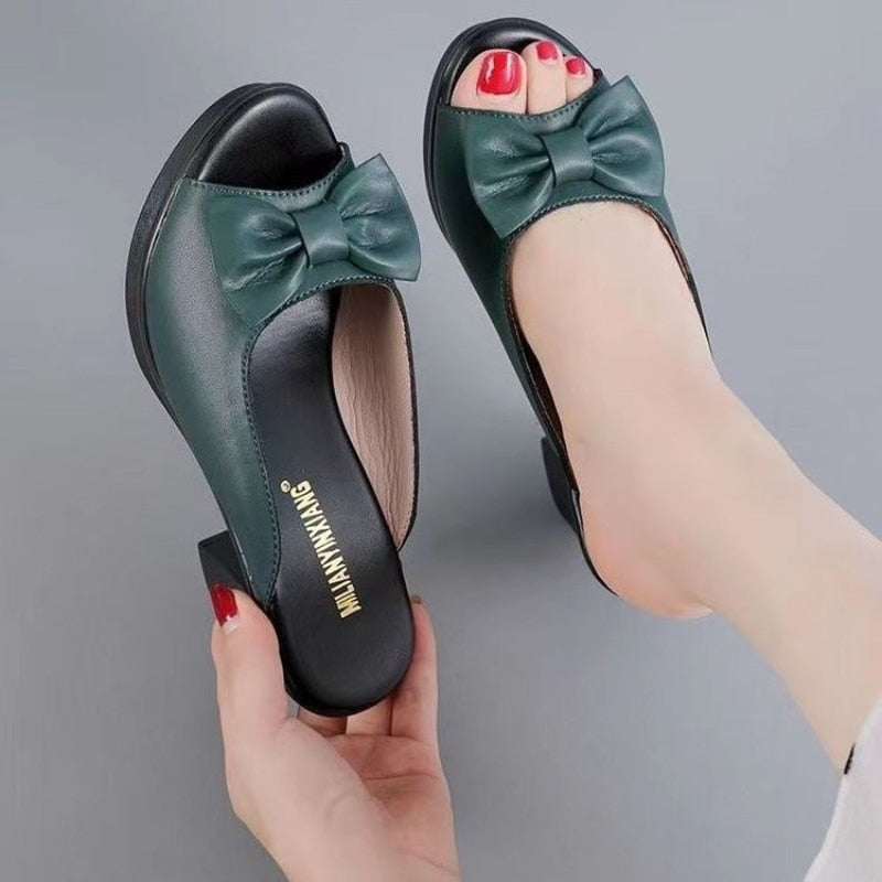 New Summer Flat Slippers Women Butterfly-knot Black White Flip Flops Thick Sole Mules Casual Comfort Slides Woman Sandalias
