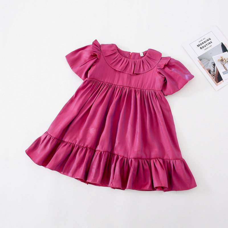 Girl Baby Lotus Leaf Collar Cute Dress  Summer New Product Little Girl Sweet Princess Dress