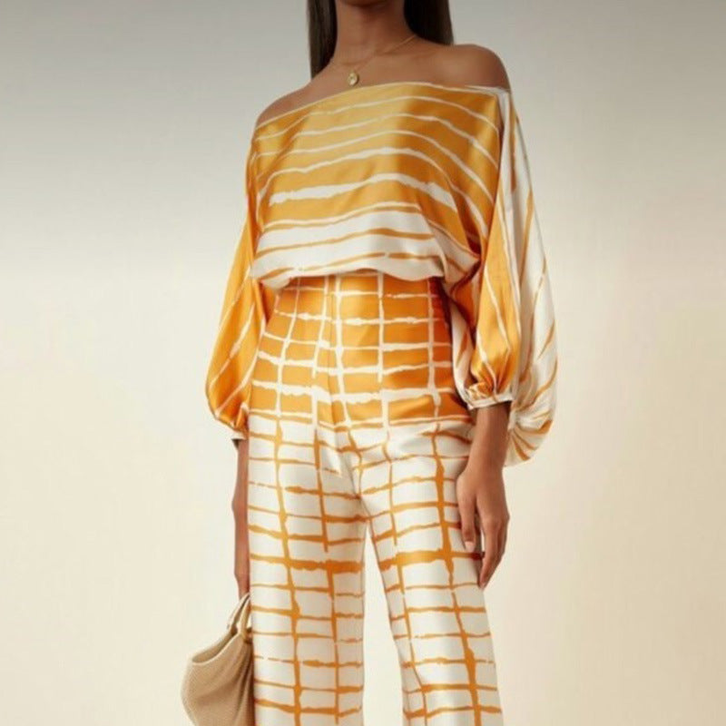 New Women's Temperament Loose Top Trousers Fashion Two-piece Set