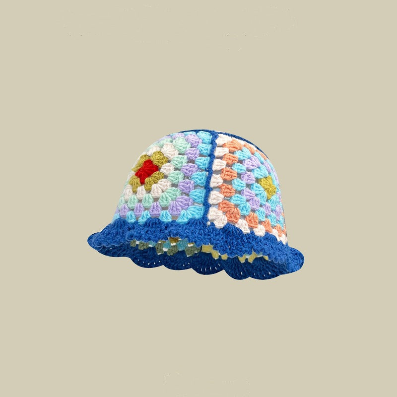 Japanese Retro Hollow Flower Hand-knitted Pot Hat Women