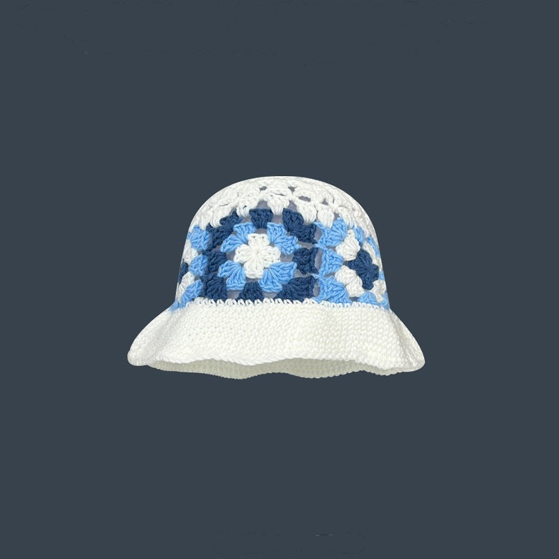 Japanese Retro Hollow Flower Hand-knitted Pot Hat Women