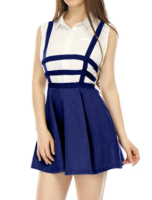 Version Hollow Mesh A-line Skirt Strap Student Skirt