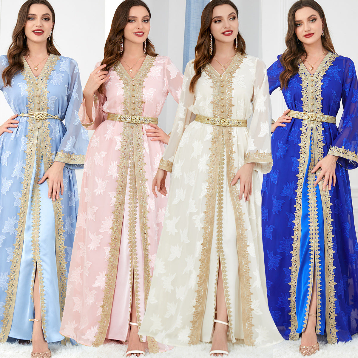 Middle East Arab Clothing  Women V-neck Long-sleeved