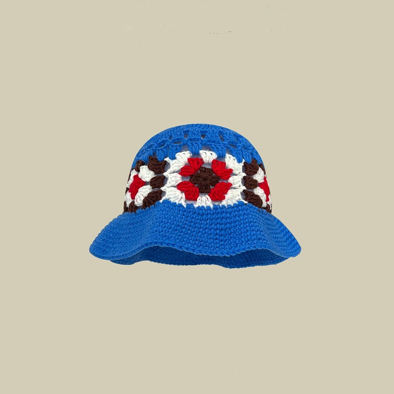 Japanese Retro Hollow Flower Hand-knitted Pot Hat Women
