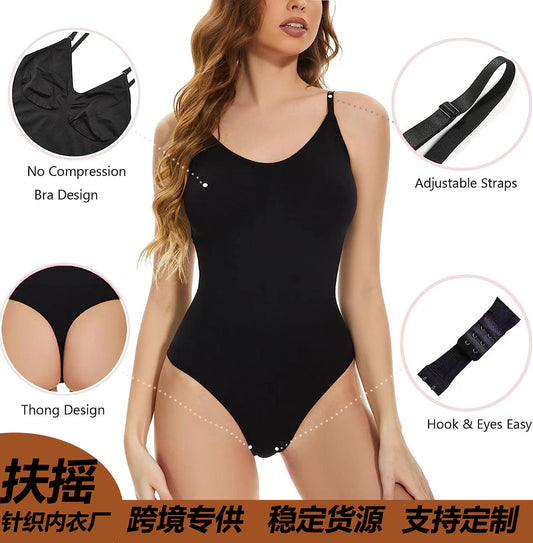New Seamless Hip-lifting Thong Corset Suspenders Body-shaping Jumpsuit