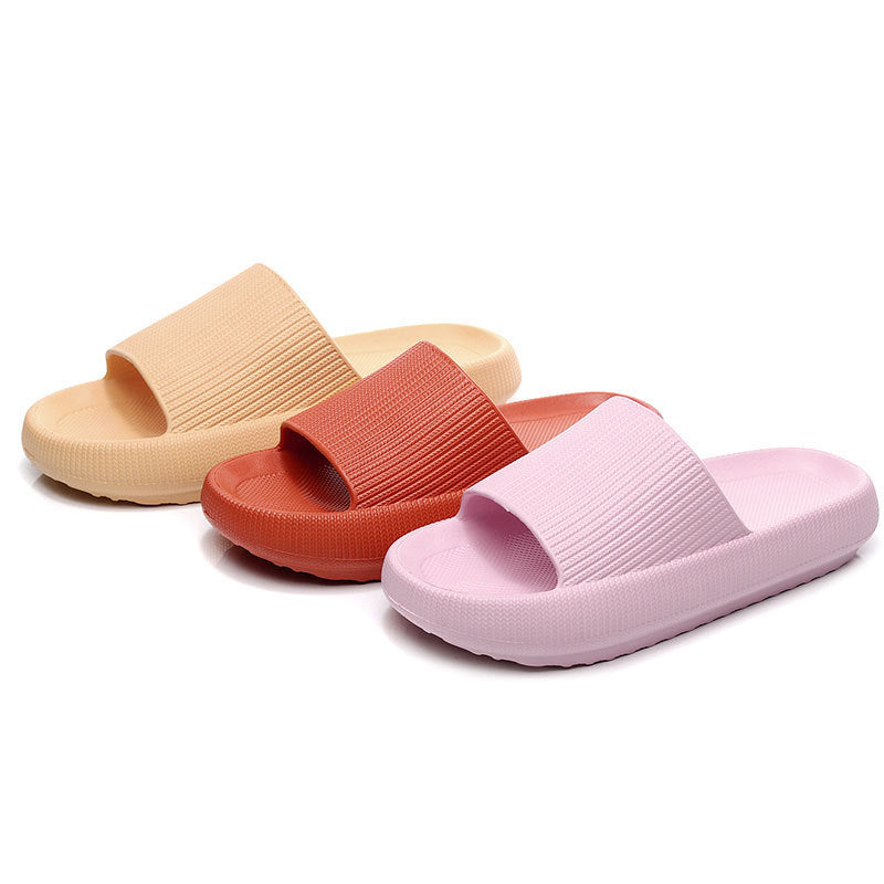 New 4CM Thick-soled Sandals And Slippers For Women Summer Indoor And Outdoor Home Stepping On Feces Feeling Bathing Couple Men&amp;#039;s Heightened Rubber And Plastic Sandals