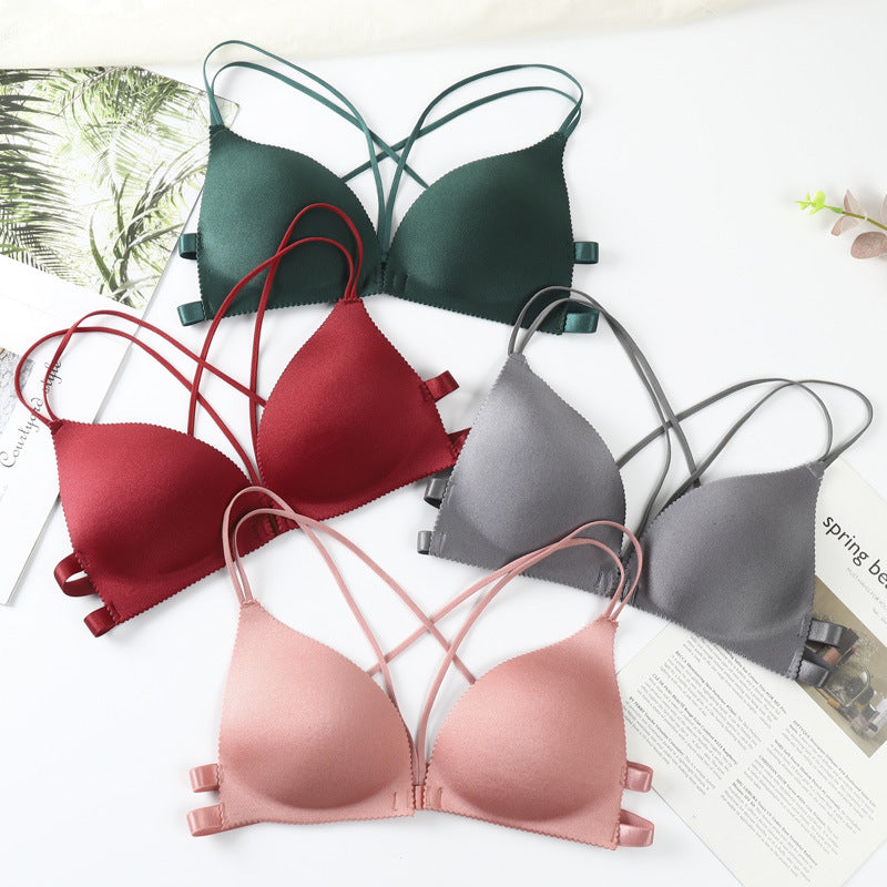 French Triangle Cup Multi-color Sponge Pad One Size Wrapped Chest No Steel Ring Tube Top Sling Palm Rest Bra Underwear