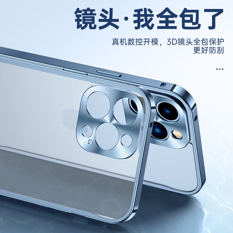 Metal Frame Apple Mobile Phone Shell Suitable For Iphone14promax Magnetic All-inclusive Protective Cover 13 Frosted Hard Shell