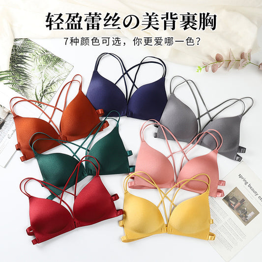 French Triangle Cup Multi-color Sponge Pad One Size Wrapped Chest No Steel Ring Tube Top Sling Palm Rest Bra Underwear