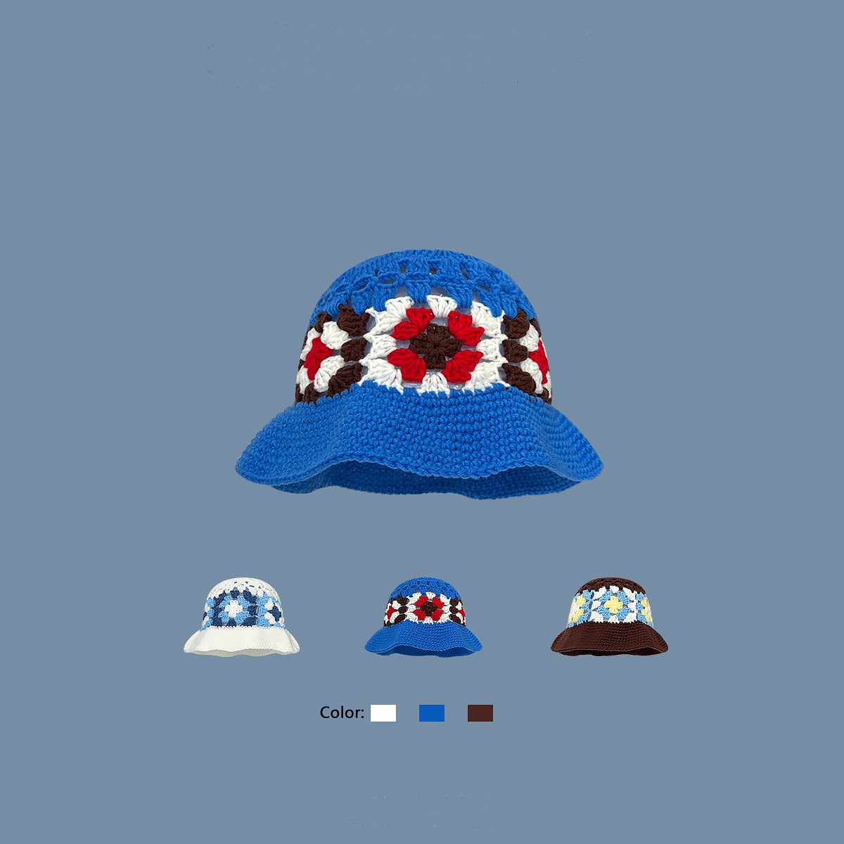 Japanese Retro Hollow Flower Hand-knitted Pot Hat Women