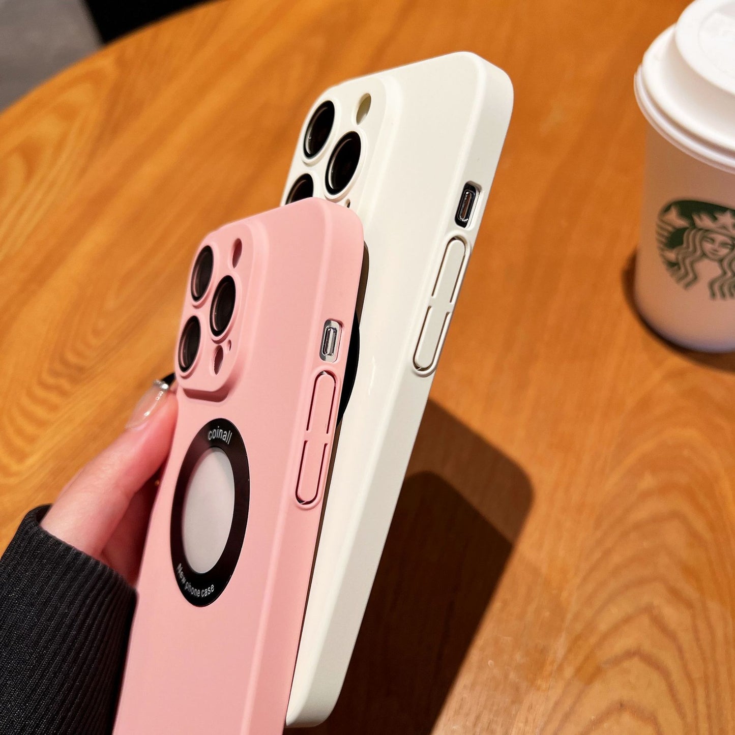 Applicable To IPhone14PRO Mobile Phone Case All-inclusive Solid Color Matte PC Transparent Leakage Label MagSafe Magnetic Suction Apple 13