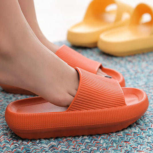 New 4CM Thick-soled Sandals And Slippers For Women Summer Indoor And Outdoor Home Stepping On Feces Feeling Bathing Couple Men&amp;#039;s Heightened Rubber And Plastic Sandals