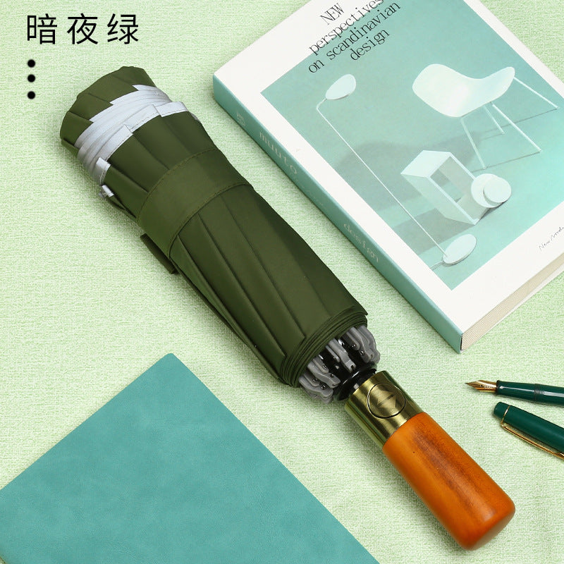 New Bronze Wire Drawing Reverse Automatic Sunny Umbrella Reverse Umbrella Folding Men&amp;amp;#039;s And Women&amp;amp;#039;s Business Plus Printed Logo Advertising Umbrella