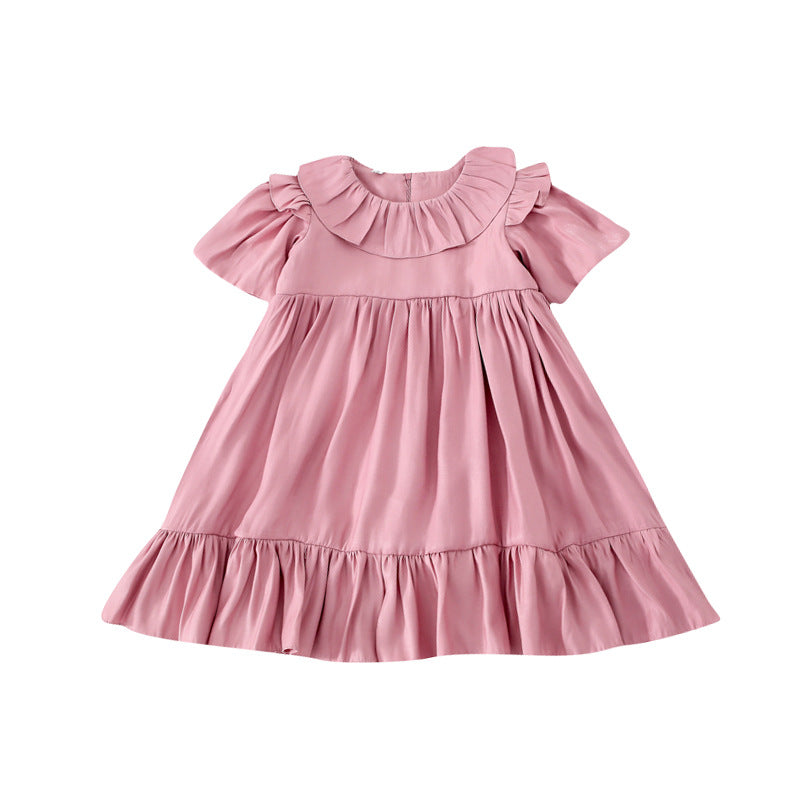 Girl Baby Lotus Leaf Collar Cute Dress  Summer New Product Little Girl Sweet Princess Dress